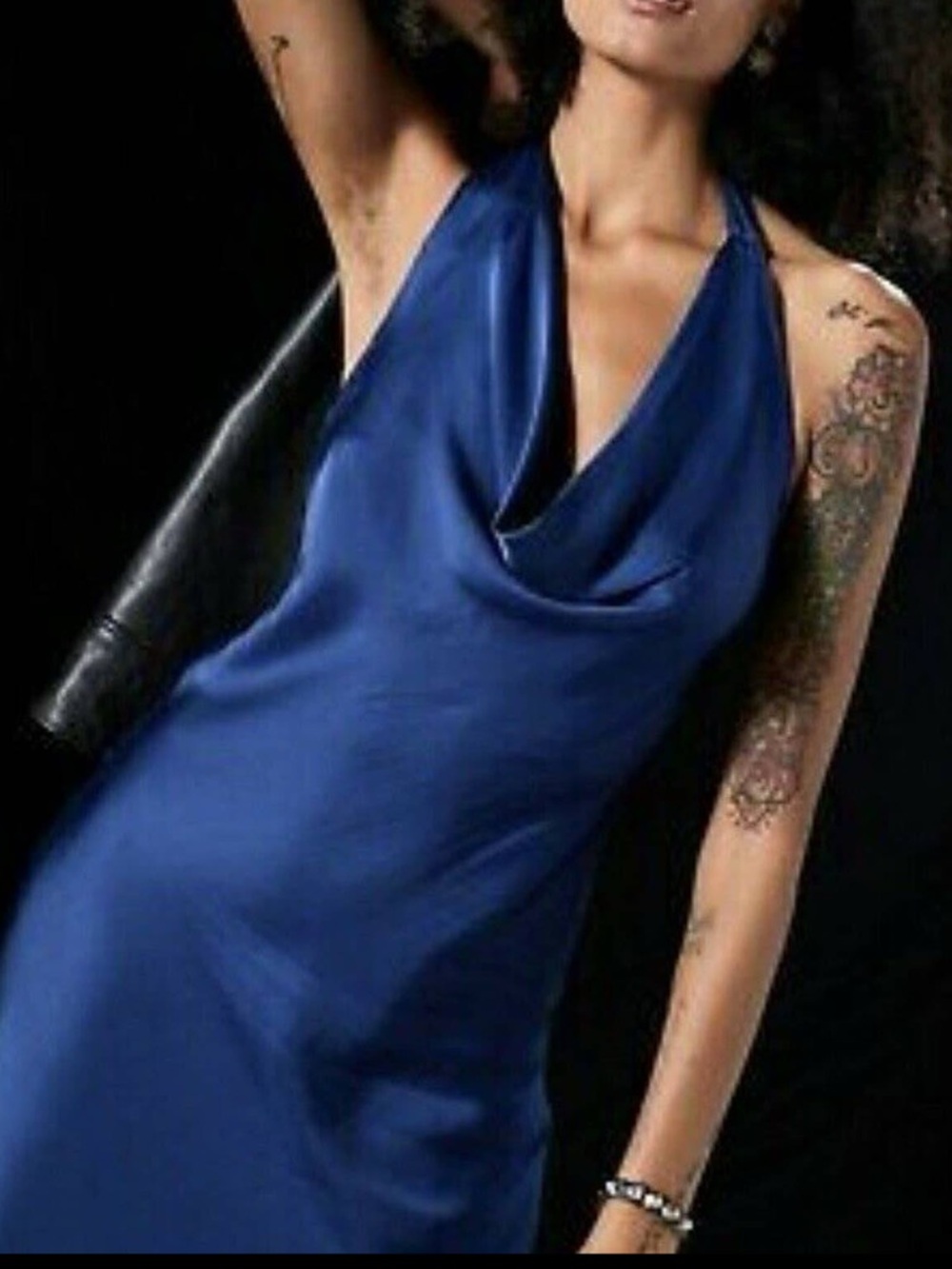 Young Fabulous & Broke Rebel Satin Halter Dress in Jewel Blue Size Medium NEW